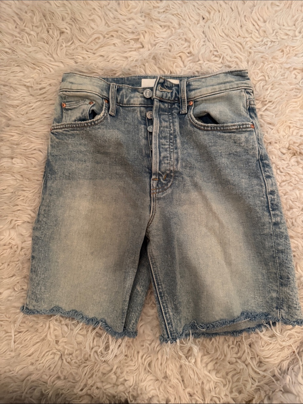Mother Tripper Cut Off Fray Denim Shorts